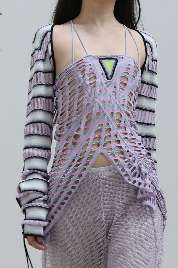 NAN KNITS Gradient Pole Eye Pumping Strip Strike 22051660 Purple Gray